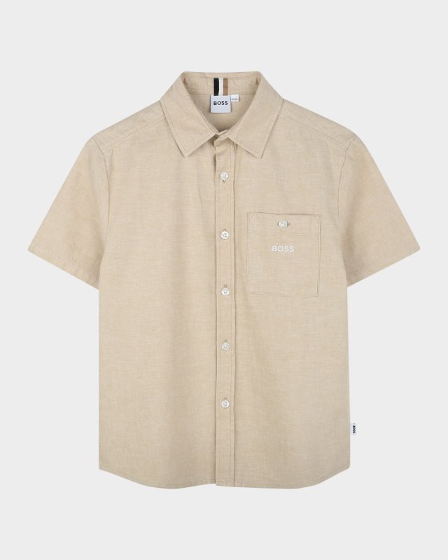 Boy's Logo Pocket Short-Sleeve Shirt, Size 6-